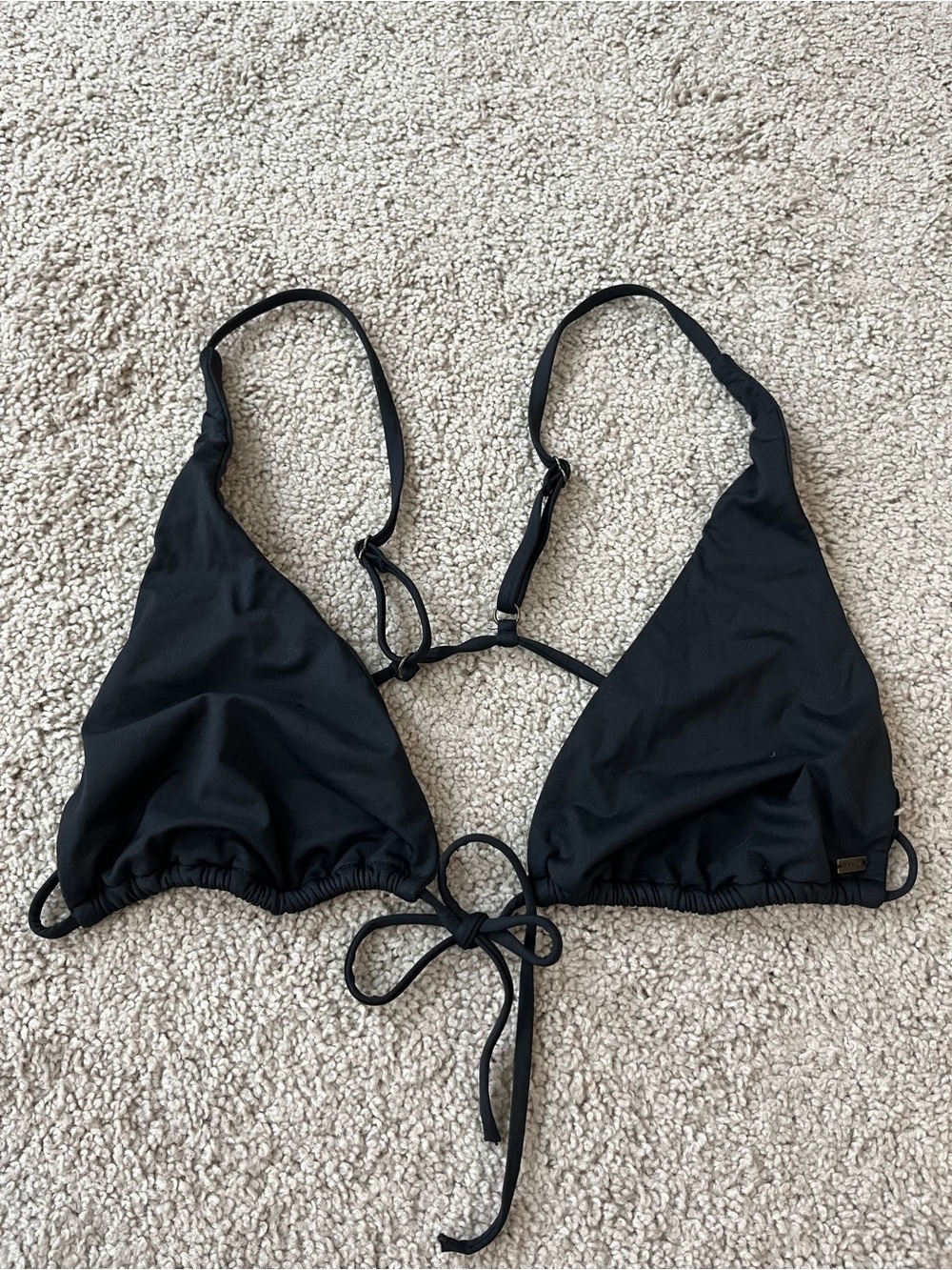 O'Neill Black Front Tie Triangle Bikini Top